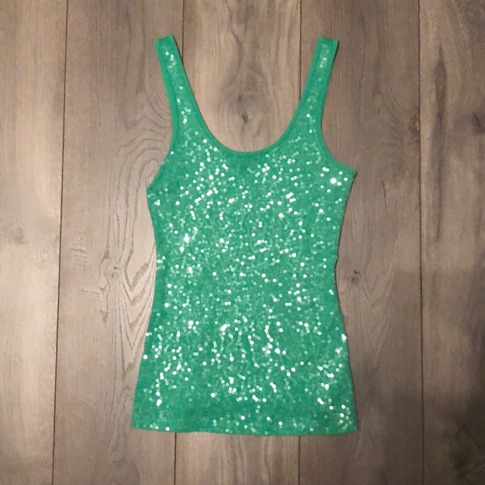 Express Sequin Embellished Sparkle Tank Top